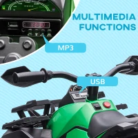 Aosom 12V 4 Wheeler Kids ATV with Music, Headlights for 37-60 Months Boys and Girls, Green(m-5)