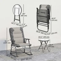 Outsunny 3-Piece Outdoor Foldable Rocking Chair Set, Light Grey(m-3)
