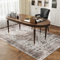 HOMCOM 5x7 Area Rug, Vintage Machine Washable Rug, Non-Slip Floor Carpet for Living Room, Bedroom, Dining Room, Tan(m-9)