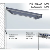 Outsunny 13' x 10' Electric Awning, Retractable Awning with LED Lights and Remote Controller for Door and Window, Blue and White(m-4)