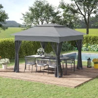 Outsunny 11' x 11' Pop Up Canopy, Outdoor Patio Gazebo Shelter with Removable Zipper Netting, Instant Event Tent w/ 114 Square Feet of Shade and Carry Bag for Backyard, Garden, Gray(m-2)