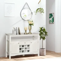 HOMCOM Coffee Bar Cabinet, Modern Sideboard Buffet Cabinet, Wine Cabinet with Drawer and 12-Bottle Wine Rack for Living Room, White(m-8)