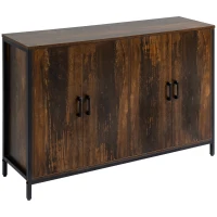 HOMCOM Industrial Sideboard Buffet Cabinet with Doors, Kitchen Cabinet, Coffee Bar Cabinet with Adjustable Shelves, Rustic Brown(m-11)
