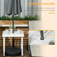 Outsunny Outdoor Side Table, Patio End Table with Umbrella Hole, Small Coffee Table with Steel Frame for Balcony, White(m-4)