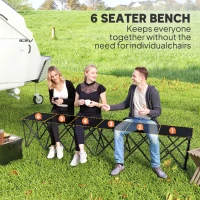 Outsunny Portable 6-Seater Folding Camping Chair, Team Bench Chair with Carry Bag for Soccer Football Team, No Assembly(m-4)