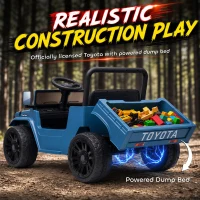 Qaba Licensed Toyota Pickup Ride on Truck, 24V Kids Electric Car with Dual Motors, Up to 3.7MPH for Kids 3-8 Years Blue(m-4)