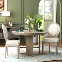 HOMCOM Dining Chairs Set of 2, French Vintage Style Kitchen Chairs with PU Leather Upholstery and Wooden Legs for Dining Room(m-1)