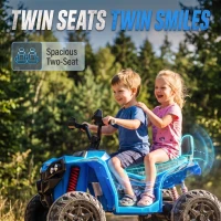 Qaba 24V 2 Seater Ride On Toys, Kids ATV 4 Wheeler with Dual Motors, High & Low Speed for Boys Girls Aged 3-8 Years, Blue(m-5)