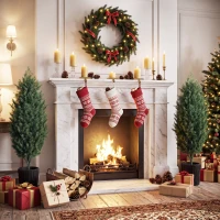 HOMCOM 4ft Artificial Christmas Tree Set of 2, UV Resistant Faux Cedar Tree with 291 PE Branch Tips and Pot, Green(m-9)