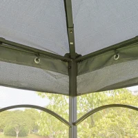 Outsunny 118" x 118" Steel Outdoor Patio Gazebo Canopy with Removable Mesh Curtains, Display Shelves, & Steel Frame, Gray(m-7)