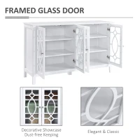 HOMCOM Sideboard Buffet Cabinet, Kitchen Storage Cabinet, Glass Door Accent Cabinet with Adjustable Shelves, White(m-5)
