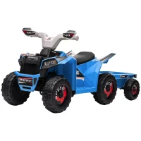 Aosom 6V Electric Toy Car with Back Trailer, Forward Backward, Wear-Resistant Wheels for Ages 18-36 Months, Blue(m-1)