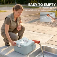 Outsunny Porta Potty, 5.8 Gallon Portable Toilet with Level Indicator and Anti-Leak Pump for Camping, Boating, Hiking, Travel, RV(m-7)