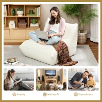 HOMCOM Bean Bag Chair for Adults, Giant Fireside Chair, Bean Bag Sofa with High Density Foam for Living Room, Cream White(m-6)