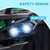Aosom 12V 4 Wheeler Kids ATV with Music, Headlights for 37-60 Months Boys and Girls, Green(m-6)