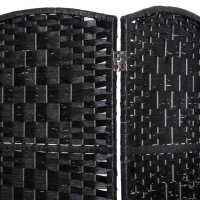 HOMCOM Room Divider 6 Panel, 6FT Tall Folding Privacy Screen, Freestanding Hand-Woven Partition for Room Separation with 360° Hinges, Paper Rope Diamond Weave, Black(m-7)