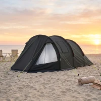 Outsunny 3-4 Person Easy Setup Cabin Tent with Two Room, Waterproof & UV30+ Camping Tent with Carrying Bag, Charcoal(m-9)