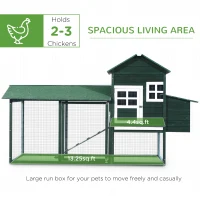 PawHut 84" Chicken Coop Wooden Hen House Rabbit Hutch Poultry Cage Pen Outdoor Backyard with Nesting Box and Run, Green(m-4)