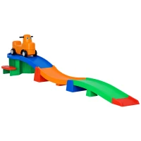 Qaba 9.8 ft Up and Down Roller Coaster for Kids, Thrill 4 Pieces Toddler Roller Coaster Ride on Toy with Side Steps, Sliding Car with Handles, for 2-5 Years Old(m-2)