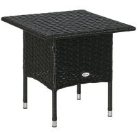 Outsunny 20" Patio Wicker Coffee Table, Outdoor Coffee Table with Plastic Board Underneath the Woven Tabletop for Patio, Garden, Balcony, Black(m-9)