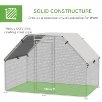 PawHut Large Chicken Coop Metal Chicken Run with Waterproof and Anti-UV Cover, Flat Shaped Walk-in Fence Cage Hen House for Outdoor and Yard Farm Use, 1.3" Tube Diameter, 9' x 6' x 6.5'(m-6)