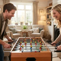 Soozier 33" Foosball Table, Mini Soccer Game, for Game Room, Basement, Rec Room, 8 Rods, 2 Balls for 4 Players(m-8)