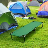 Outsunny Folding Camping Cot for Adults Portable Outdoor Sleeping Bed for Office Beach Home, Green(m-1)