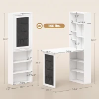 HOMCOM Foldable Convertible Writing Table with Storage Shelves, Bag, Wall-Mounted Space-Saving Computer Desk, White(m-3)