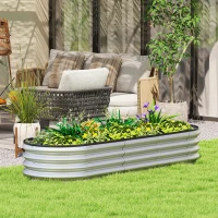 Outsunny 6' x 2' x 1' Large Outdoor Planter Box, Galvanized Raised Garden Bed with Metal Plant Stake, Silver(m-1)
