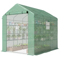 Outsunny 8' x 6' x 7' Temporary Greenhouse for Growing Flowers with Mesh Door & Windows Green(m-11)