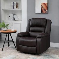 HOMCOM Vibrating Massage PU Leather Recliner Chair with Footrest, Remote Control, and 8 Massaging Points, Brown(m-10)