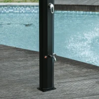 Outsunny 7ft Outdoor Solar Heated Shower with 360 Rotating Shower Head, Foot Shower Faucet, Temperature and Pressure Adjustable, Holds 9.2 Gallons for Backyard Pool(m-9)