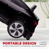 Aosom 12V Kids Electric Ride On Car, Audi E-tron, Battery Powered Toy with Parent Remote Control, Suspension System, Auxiliary Wheels, LED Lights, Music and Horn,  MP3 Player, Black(m-6)