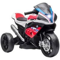 Aosom Licensed 6V Kids Ride on Motorcycle, Off-Road Battery Powered Three Wheels Dirtbike with USB, AUX, Music and Headlight for Toddler, Red(m-1)