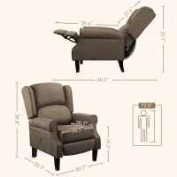 HOMCOM Vibration Massage Recliner Chair for Living Room with Heat, Wingback Single Sofa, Brown(m-3)