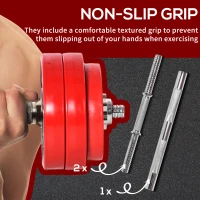 Soozier 66lbs 4-In-1 Dumbbell & Barbell Adjustable Set Strength Muscle Exercise Fitness Plate Bar Clamp Rod Home Gym Sports Area(m-7)