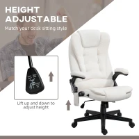 Vinsetto 6 Point Executive Office Chair with Heat, Velvet High Back Vibrating Massage Office Chair, Cream White(m-5)