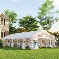 Outsunny Heavy Duty Party Tent, 19.5' x 39' Large Sun Shade Canopy Tent for Parties, Wedding, Events, BBQ Grill, White(m-2)