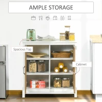 HOMCOM Sideboard Buffet Cabinet, Glass Door Kitchen Cabinet with Storage,  Accent Entryway Cabinet with Adjustable Shelf for Living Room, Distressed White(m-4)