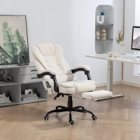 Vinsetto 7-Point Vibrating Massage Chair, Reclining Office Chair with Footrest, Reclining Back, Adjustable Height, Beige(m-8)