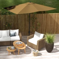 Outsunny 6.6' x 10' Rectangular Market Umbrella, Patio Outdoor Table Umbrella with Crank and Push Button Tilt, Coffee(m-8)