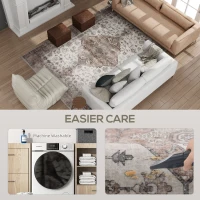 HOMCOM 5x7 Area Rug, Vintage Machine Washable Rug, Non-Slip Floor Carpet for Living Room, Bedroom, Dining Room, Tan(m-5)
