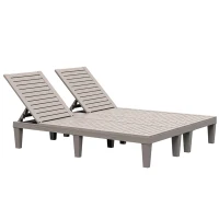 Outsunny Outdoor Patio Double Chaise Lounge Chair with 5-Level Adjustable Backrest, Zippered Cushions, & Modern Design(m-13)