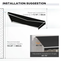 Outsunny 12' x 10' Electric Retractable Awning, Sun Shade Shelter with Remote Controller and Crank Handle for Deck, Black(m-6)