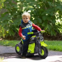 Qaba Electric Motorcycle for Kids, 6V Ride on Bubble Car with LED Headlight, Music, Pedal, for 2-5 Years Green(m-1)
