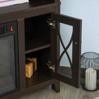 HOMCOM Electric Fireplace TV Stand for 50", Media Console Center Cabinet with 2 Shelves and 2 Cabinets with Adjustable Shelves for Corner, Dark Brown(m-14)