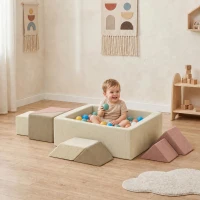 Qaba Toddlers Climbing Toys, 9-Piece Foam Climbing Blocks with Tangram Play, Washable Covers for Crawling or Ball Pit Play(m-1)