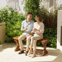 Outsunny Rustic Outdoor Wooden Bench, Backless Garden Bench Patio Loveseat with X-Shape Base for Porch, Park, Carbonized(m-8)