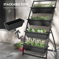 Outsunny 4-Tier Vertical Raised Garden Planter with 4 Boxes, Outdoor Plant Stand Grow Container for Vegetable & Flowers, Black(m-7)