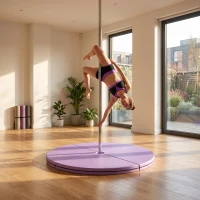 Soozier Pole Dance Mat, 2"T x 5'W Folding Pole Crash Mat for Home, Lightweight and Foldable, Light Purple(m-7)